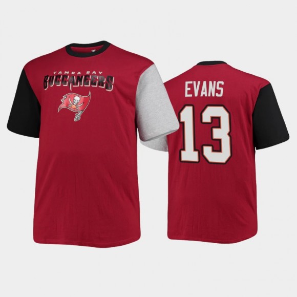 Tampa Bay Buccaneers Mike Evans Red Black Team Logo Colorblocked T-Shirt