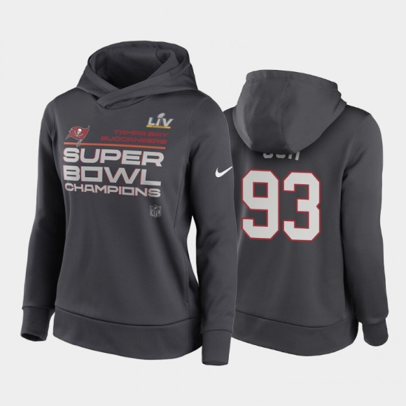 Women's Buccaneers Ndamukong Suh Anthracite Super Bowl LV Champions Trophy Hoodie