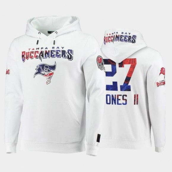 Ronald Jones II #27 Buccaneers White 2021 Independence Day Americana Pullover Hoodie