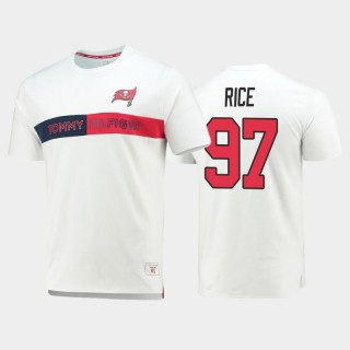 Tampa Bay Buccaneers Simeon Rice White Team Logo Core Retired Player T-Shirt
