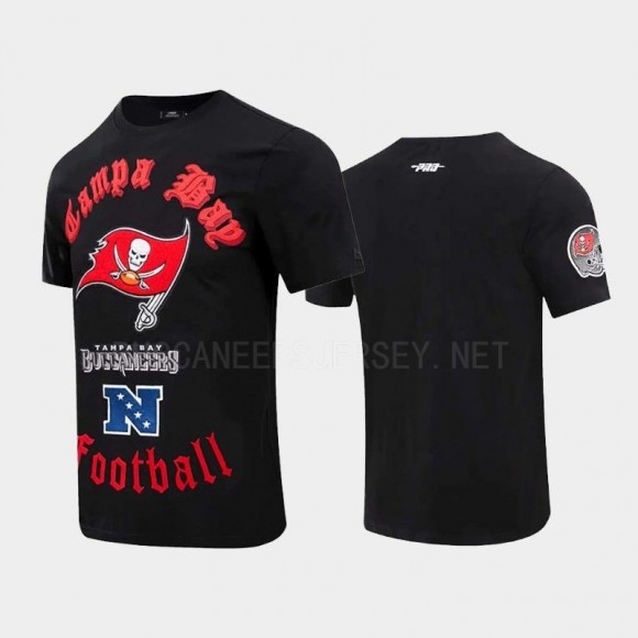 Men's Tampa Bay Buccaneers Black Team Logo Post Old English T-Shirt