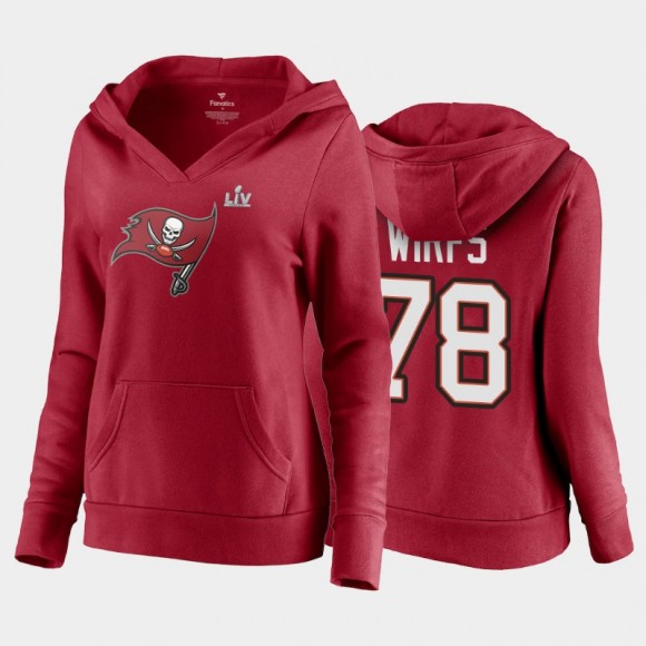 Women's Buccaneers Tristan Wirfs Red Super Bowl LV Champions Name Number Hoodie