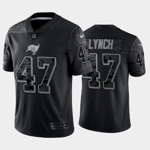 Men's Buccaneers NO. 47 John Lynch Reflective Limited Retired Player Jersey - Black